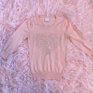 Never worn - pink/peach 3/4 sweater with heart